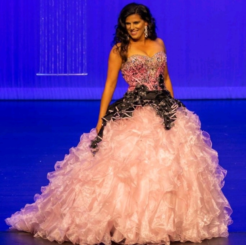 Pink and Black Ballgown Quinceanera